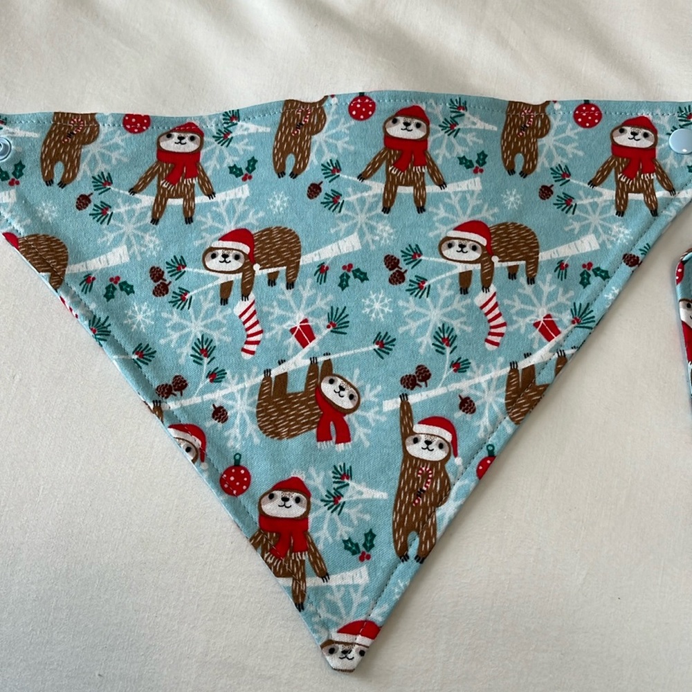 Holiday sloths baby bandana bib